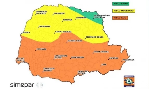 Alerta Meteorológico: Fim de semana será marcado por tempestades e altos volumes de chuva no Paraná