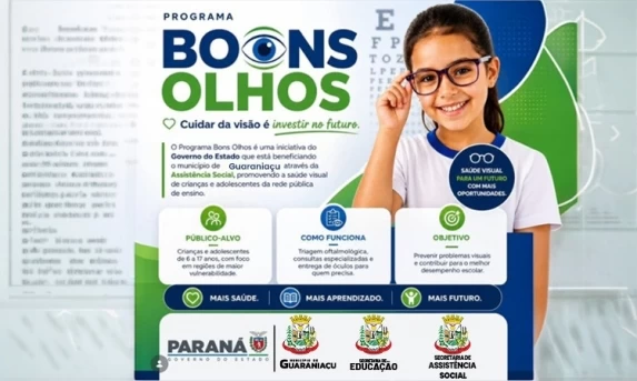 Alunos das redes municipal e estadual de Guaraniaçu serão atendidos pelo Programa Bons Olhos Paraná.