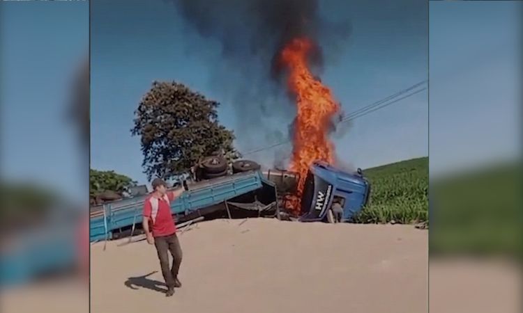 Grave Acidente Interdita BR-277 em Céu Azul Após Colisão e Incêndio
