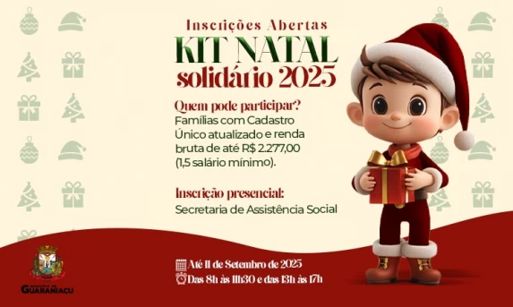 Guaraniaçu: Inscrições para o Kit Natal Solidário 2025 em Guaraniaçu são prorrogadas