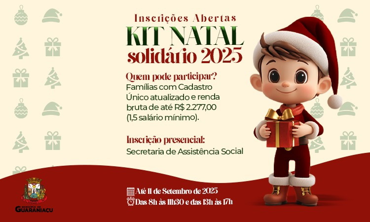 Guaraniaçu: Inscrições para o Kit Natal Solidário 2025 em Guaraniaçu são prorrogadas
