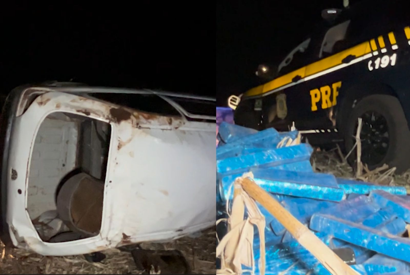 Motorista capota carro carregado com maconha e fica gravemente ferido na BR-277