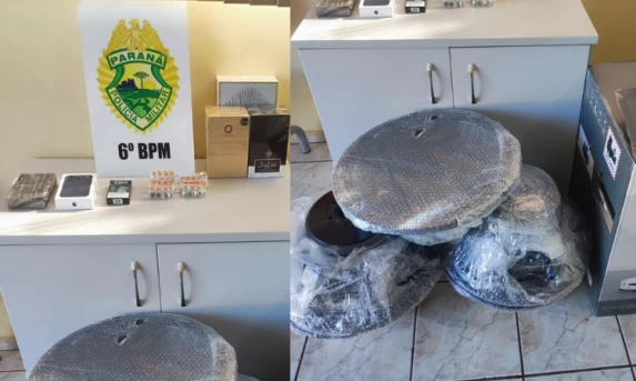 Polícia Militar apoia Receita Federal e apreende eletrônicos, perfumes e medicamentos restritos na BR-277 em Catanduvas