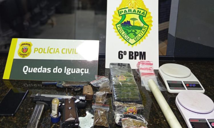 Policial: PM apreende adolescente, drogas e armas em operação no bairro Vila Dias em Quedas do Iguaçu