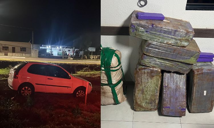 PRF flagra veículo em fuga e apreende mais de 160 kg de maconha em Ubiratã (PR)