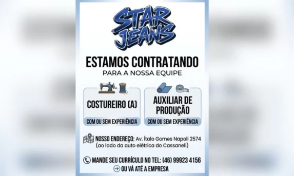 Star Jeans em Ibema abre vagas de emprego e lança campanha “Quem Indica, Amigo É” com bônus em dinheiro